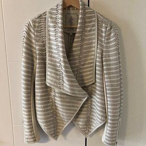 Vintage My Tribe Genuine Striped Leather Suede Jacket Blazer Coat